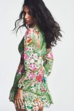 Beverly Printed Embroidered Lace Cut-out Mini Dress - Image 2