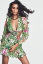 Beverly Printed Embroidered Lace Cut-out Mini Dress - Image 5