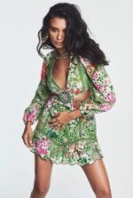 Beverly Printed Embroidered Lace Cut-out Mini Dress - Image 4
