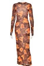 Breeda Printed See-through Maxi Mesh Dress - Image 7