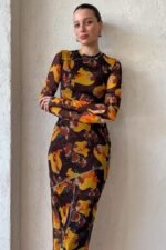 Breeda Printed See-through Maxi Mesh Dress - Image 2