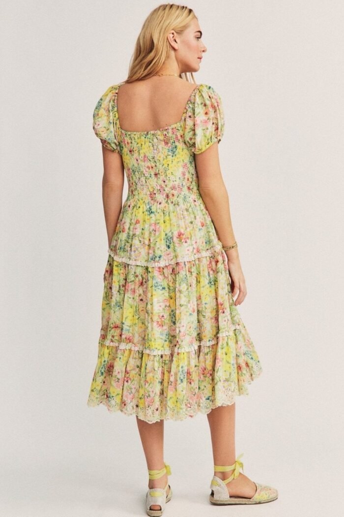 Brianna Printed Lace Trimed Midi Dress - Image 5