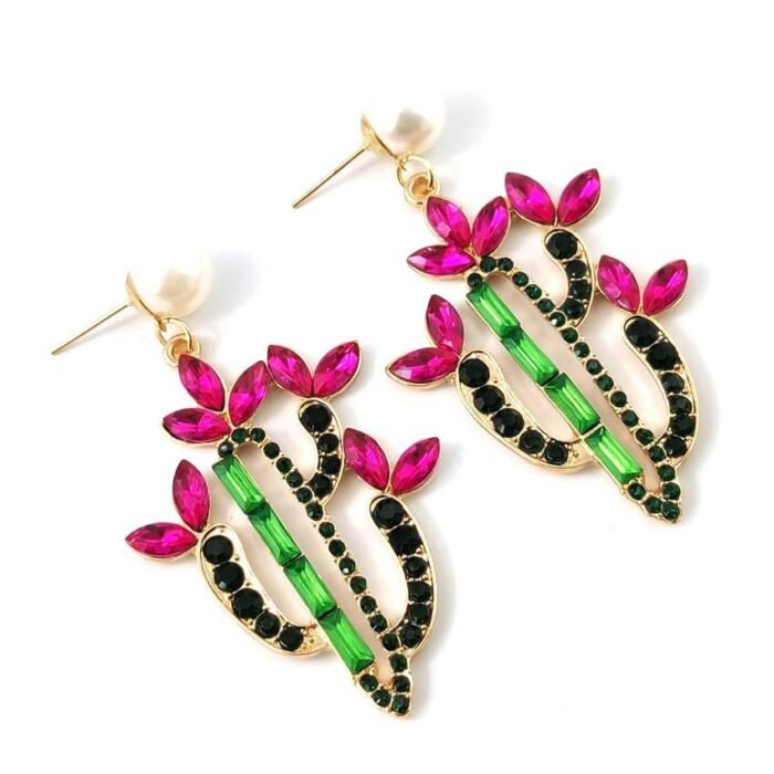 Cactus Diamante Drop Earrings - Image 2
