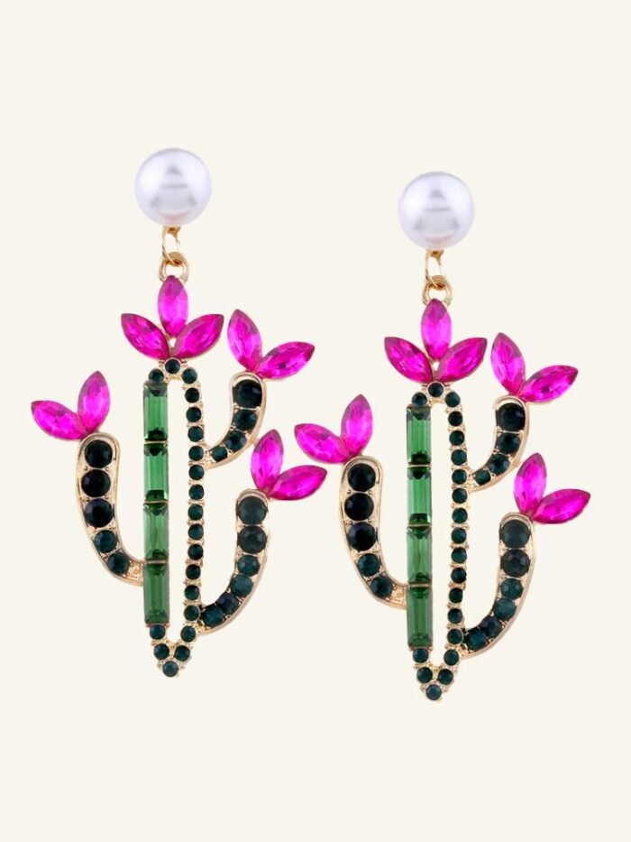 Cactus Diamante Drop Earrings - Image 1