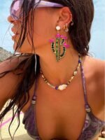 Cactus Diamante Drop Earrings - Image 3