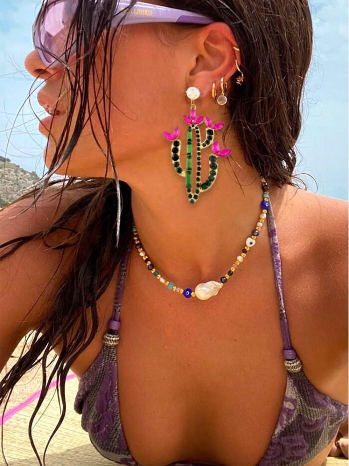 Cactus Diamante Drop Earrings - Image 3
