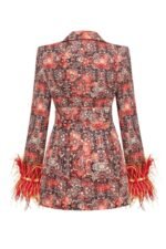 Carlin Printed Feather Belted Mini Blazer Dress - Image 9