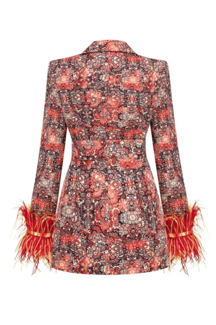 Carlin Printed Feather Belted Mini Blazer Dress - Image 9