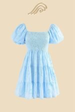 Carol Shirred Embroidered Lace Cotton Mini Dress - Image 5