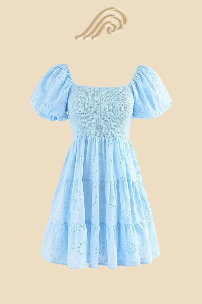 Carol Shirred Embroidered Lace Cotton Mini Dress - Image 5