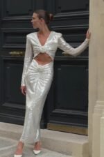 Cathy Flower Sequins Midi Dress - Image 11