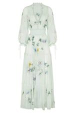 Cecilia Embroidered V-neck Shirred Maxi Dress - Image 5