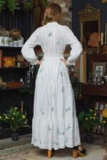 Cecilia Embroidered V-neck Shirred Maxi Dress - Image 8