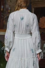 Cecilia Embroidered V-neck Shirred Maxi Dress - Image 10
