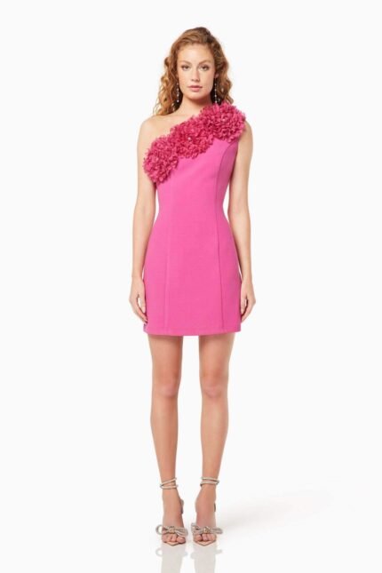 Cecilia Flower One-shoulder Mini Dress