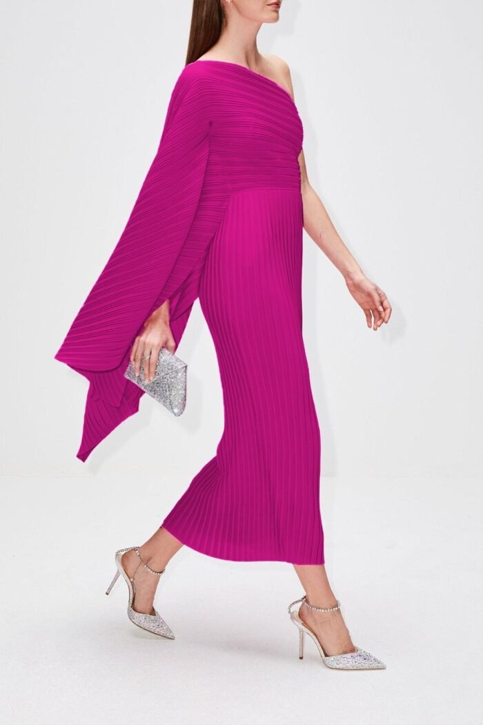 Chaya Plisse One-shoulder Midi Dress - Image 1