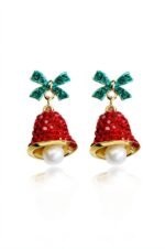 Christmas Bowknot Jingle Bell Drop Earrings - Image 6