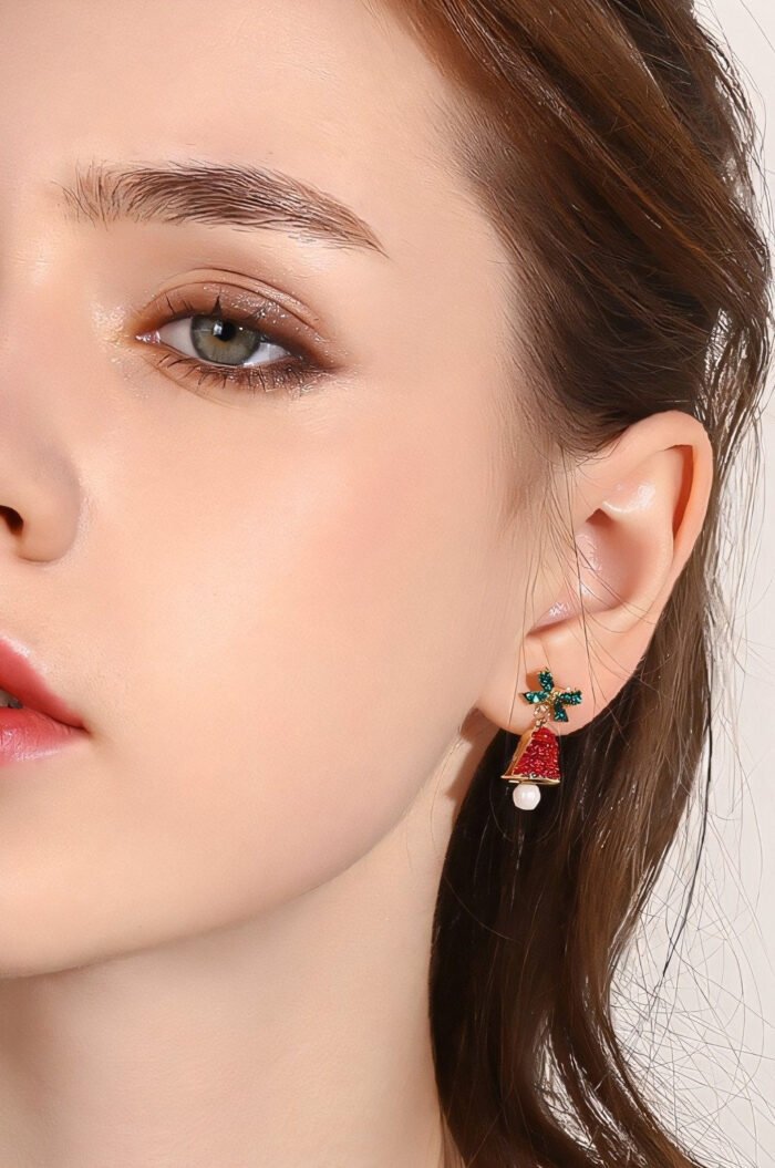 Christmas Bowknot Jingle Bell Drop Earrings - Image 4