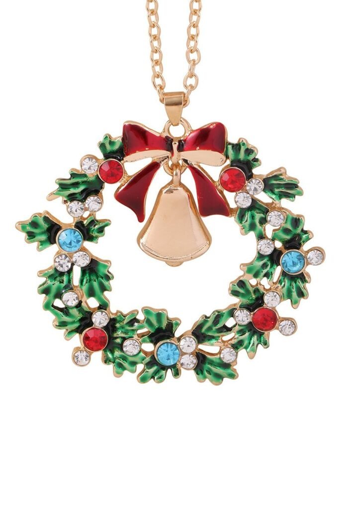 Christmas Wreath Bell Pendant Necklace - Image 5