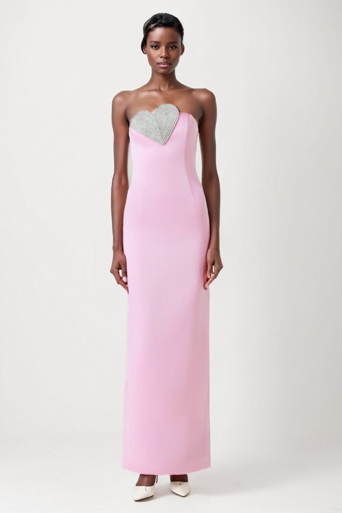 Claire Diamante Heart Strapless Maxi Dress - Image 1