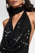 Claudia Halterneck Sequin Crochet Mini Dress - Image 12