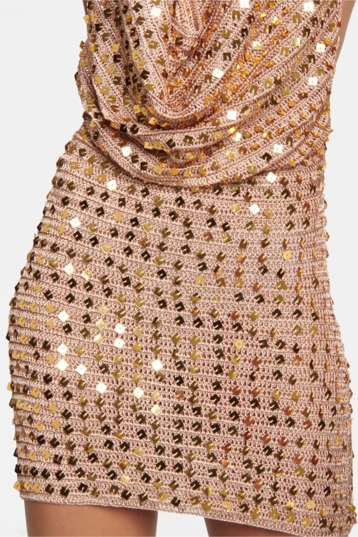 Claudia Halterneck Sequin Crochet Mini Dress - Image 4