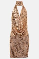 Claudia Halterneck Sequin Crochet Mini Dress - Image 5