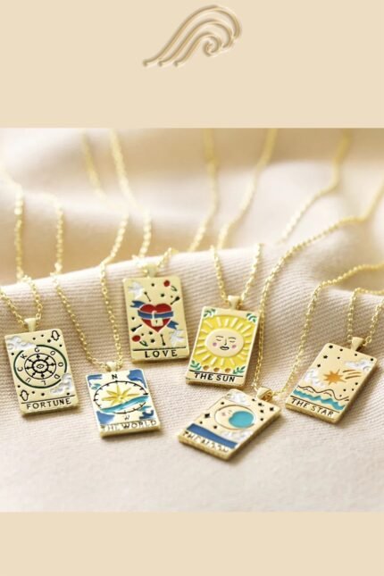 Color Dripping Tarot Cards Square Pendant Necklace