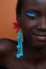 Contrast Color Floral Beaded Earrings - Image 2