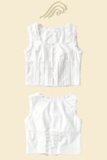 Cora Pleated Lace-up Cotton Tank Top - Image 6