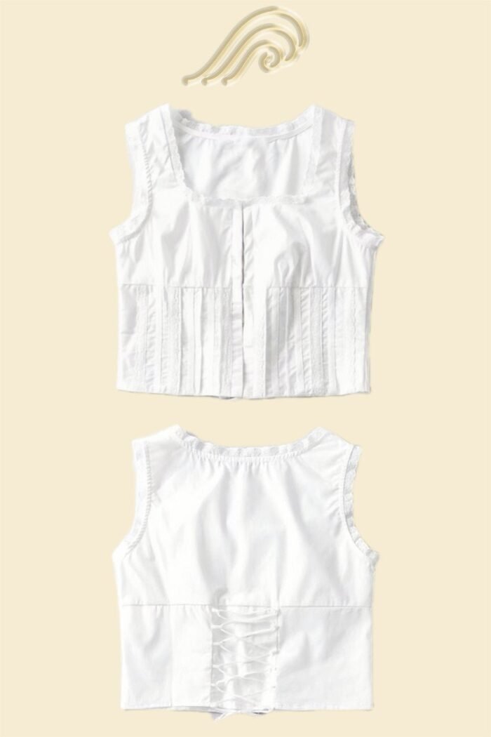 Cora Pleated Lace-up Cotton Tank Top - Image 6