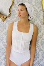 Cora Pleated Lace-up Cotton Tank Top - Image 4