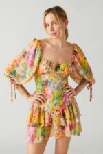 Cornelia Printed Splicing Tiered Mini Dress