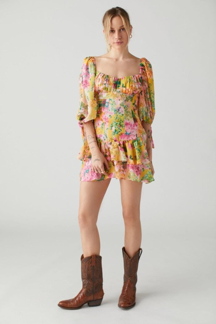 Cornelia Printed Splicing Tiered Mini Dress - Image 5