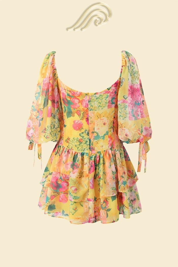 Cornelia Printed Splicing Tiered Mini Dress - Image 8