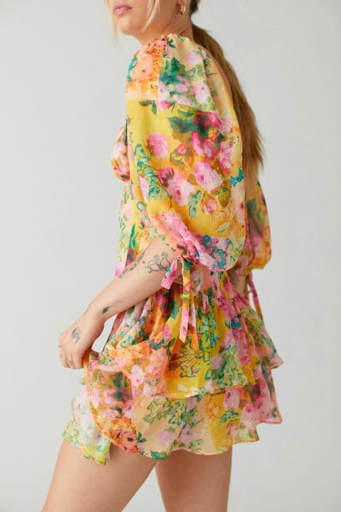 Cornelia Printed Splicing Tiered Mini Dress - Image 6