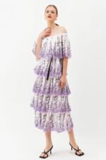 Cornilia Printed Plisse Tiered Midi Dress - Image 5
