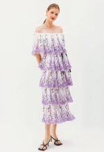 Cornilia Printed Plisse Tiered Midi Dress - Image 2
