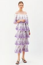 Cornilia Printed Plisse Tiered Midi Dress - Image 3