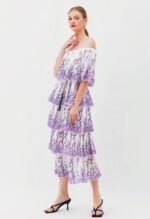 Cornilia Printed Plisse Tiered Midi Dress - Image 4