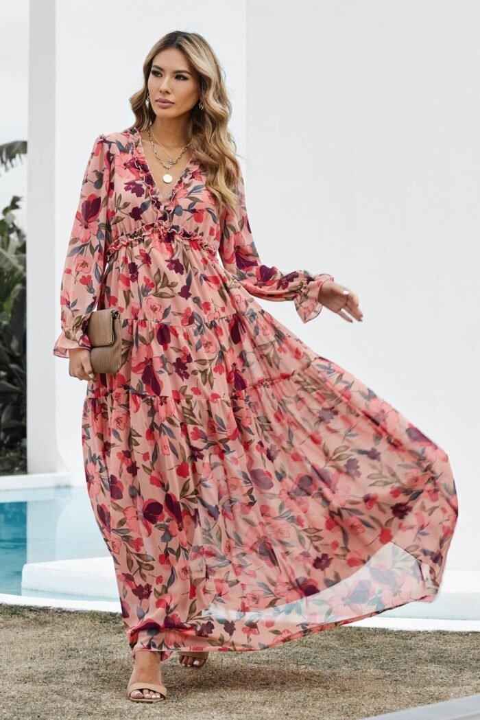 Dale Printed V-neck Tiered Maxi Dress - Image 3