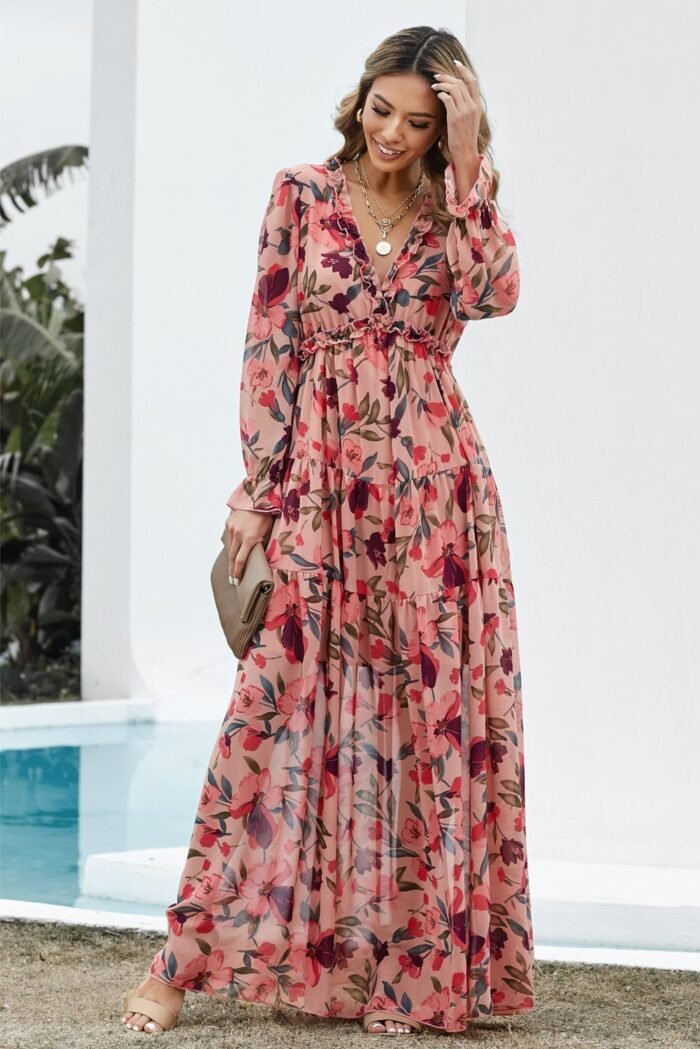 Dale Printed V-neck Tiered Maxi Dress - Image 4