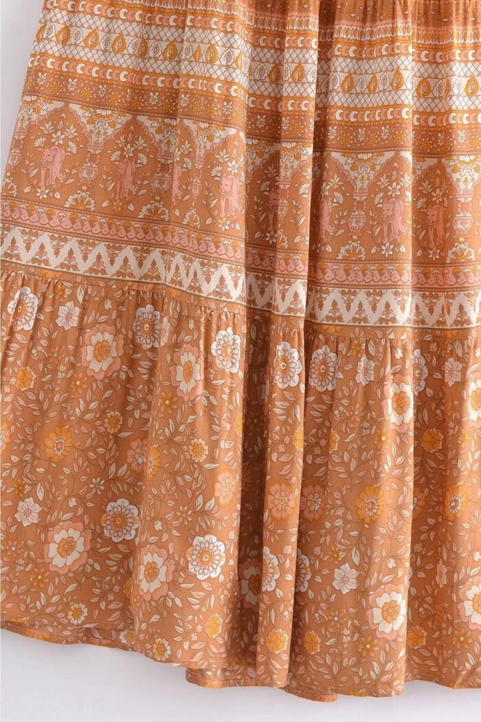 Damla Printed Gathered Halterneck Slip Maxi Dress - Image 11
