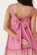 Damla Printed Gathered Halterneck Slip Maxi Dress - Image 4