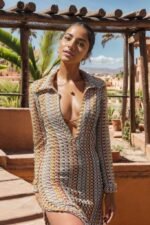 Dawn V-neck Collared Crochet Maxi Dress - Image 2