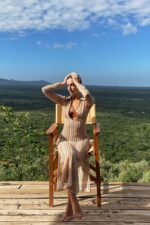Dawn V-neck Collared Crochet Maxi Dress - Image 4