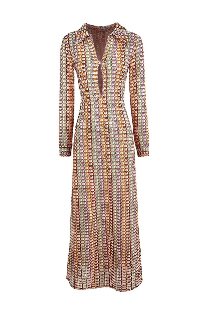 Dawn V-neck Collared Crochet Maxi Dress - Image 6
