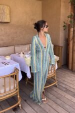 Dawn V-neck Slit Crochet Maxi Dress - Image 10