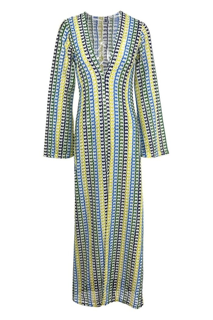 Dawn V-neck Slit Crochet Maxi Dress - Image 7
