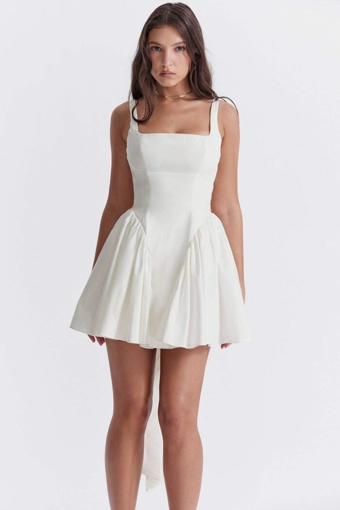 Debby Bow-tie Backless Mini Dress - Image 4